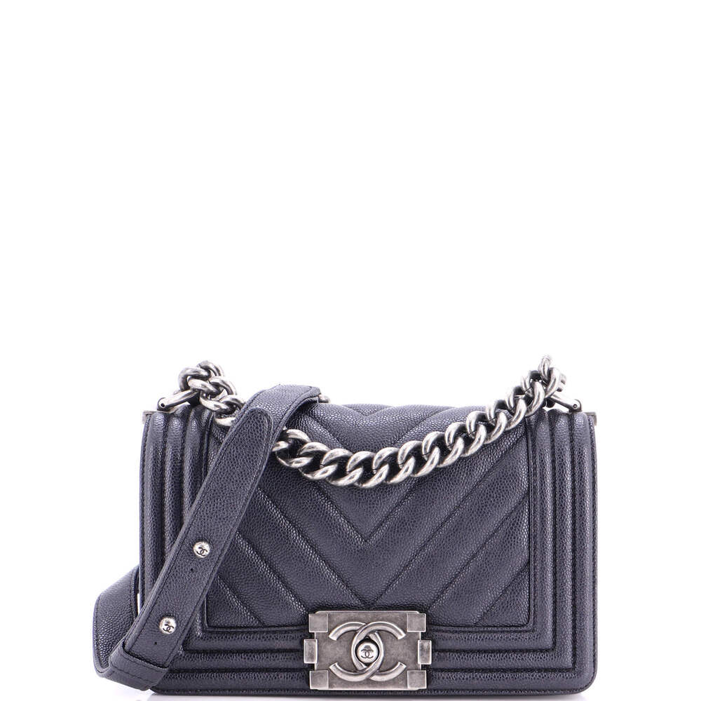 Chanel Small Boy Flap Bag Chevron Caviar